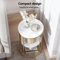 Artiss Coffee Table 2-Tier Marble Finish White & Gold 40cm x 40cm x 54cm - SuperSaverAU - view 5