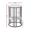 Artiss Sleek 2-Tier Round Coffee Table with Marble Effect - SuperSaverAU - view 2
