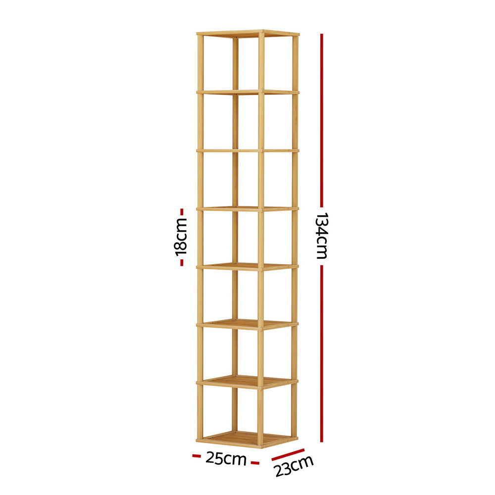 Artiss Shoe Rack 8-Tier Stackable Bamboo Storage for 8 Pairs of Shoes - SuperSaverAU - view 4