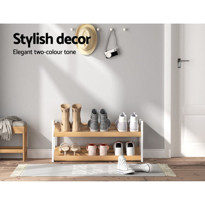 Artiss 2 Tier Shoe Rack for 6 Pairs White Kara