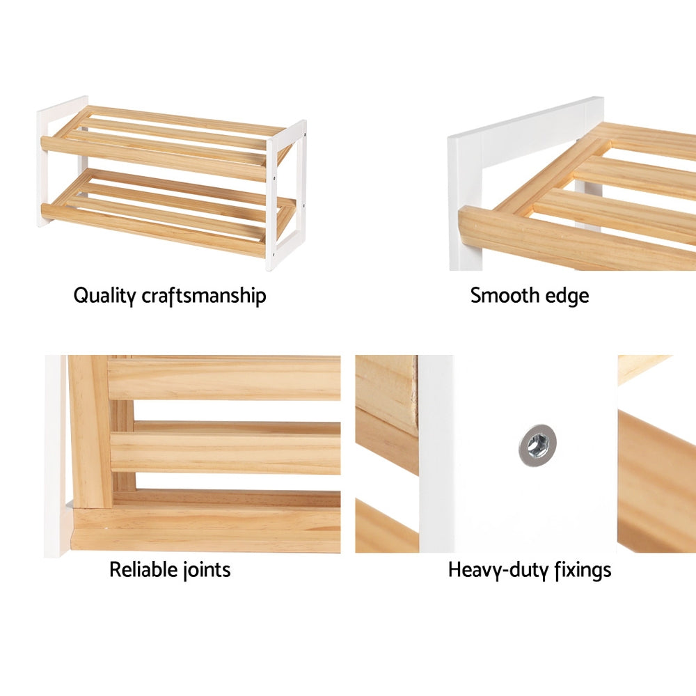 Artiss 2 Tier Shoe Rack for 6 Pairs White Kara - SuperSaverAU - view 6