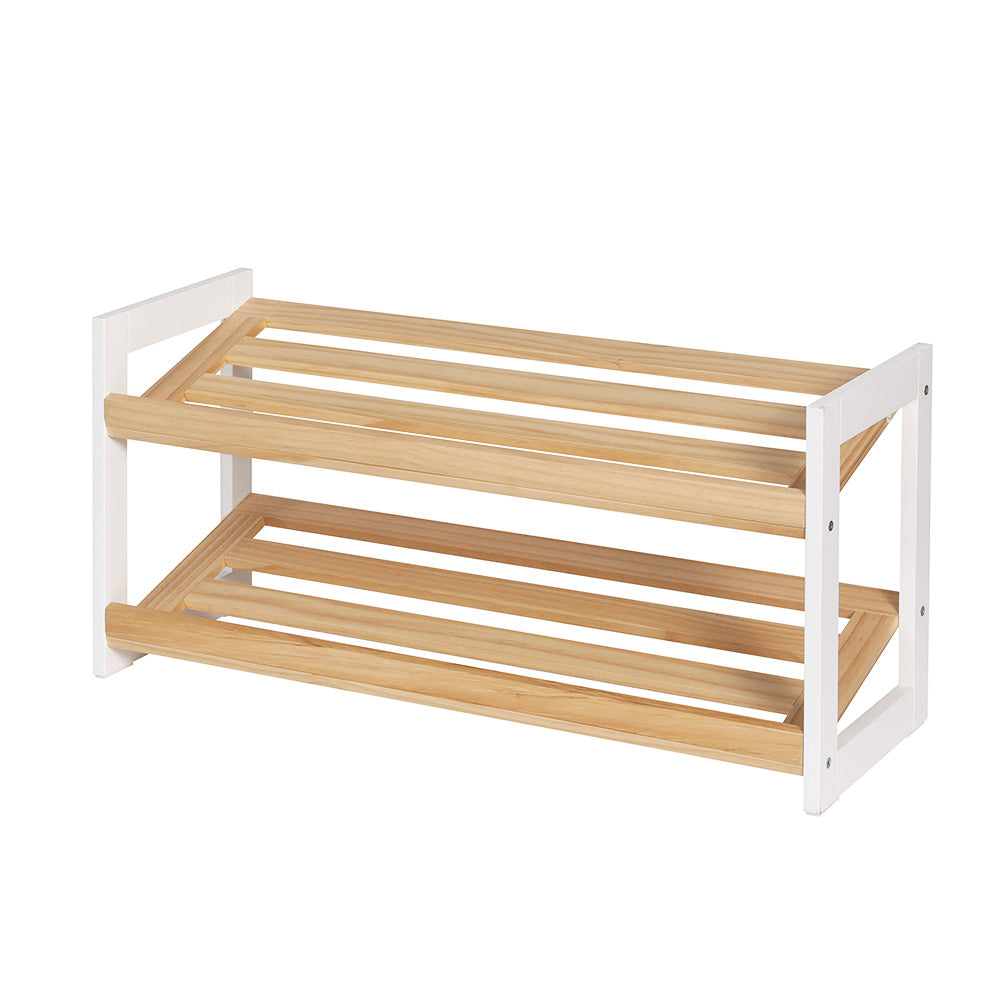 Artiss 2 Tier Shoe Rack for 6 Pairs White Kara