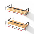 Artiss Melis Floating Wall Shelves Set of 2, Pine Wood, 15kg Capacity, Easy Install - SuperSaverAU - view 2