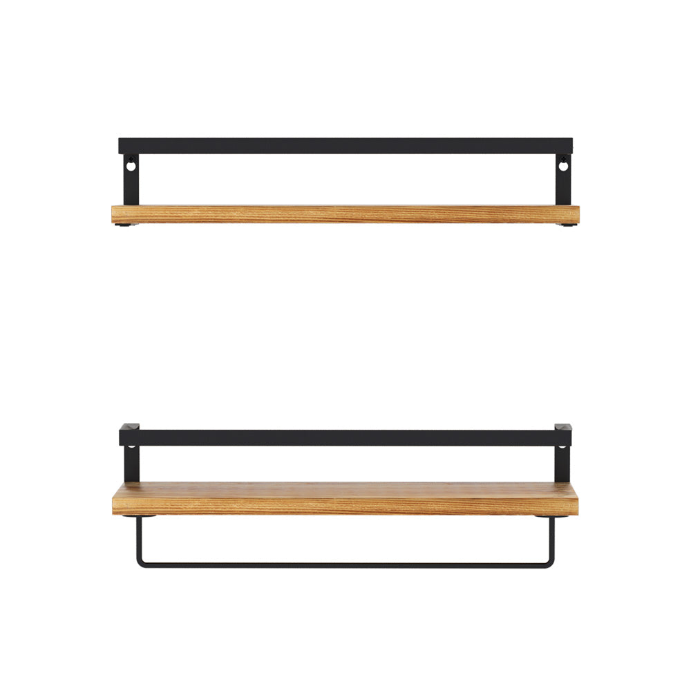 Artiss Melis Floating Wall Shelves Set of 2, Pine Wood, 15kg Capacity, Easy Install - SuperSaverAU - view 3