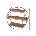 Artiss Floating Wall Shelf 3-Tier Round 50cm x 19cm x 50cm, Solid Wood, Easy Install - SuperSaverAU - view 2