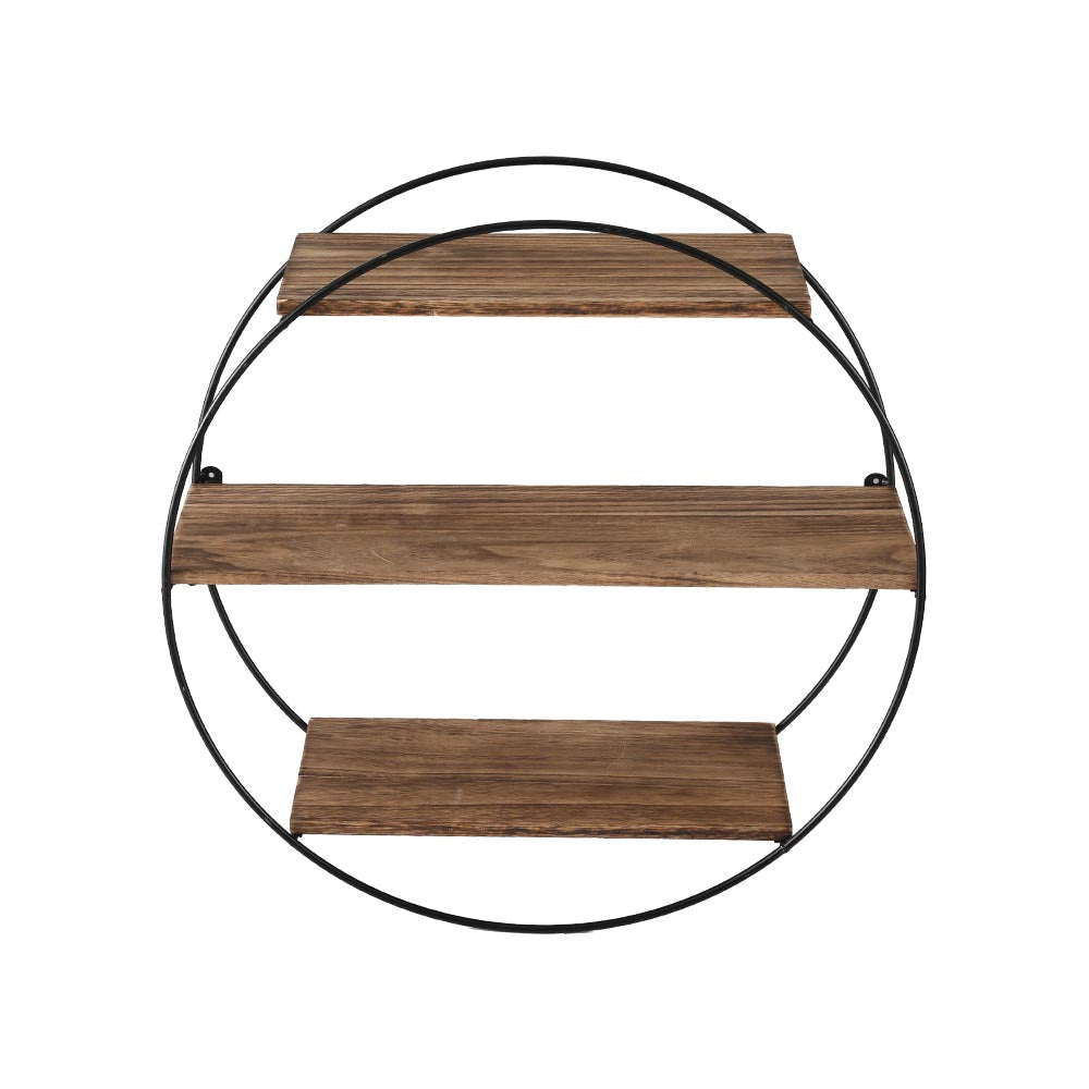 Artiss Floating Wall Shelf 3-Tier Round 50cm x 19cm x 50cm, Solid Wood, Easy Install - SuperSaverAU - view 3