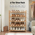 Artiss 5 Tier Bamboo Shoe Rack Pine Storage Organiser for Entryway Closet