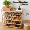 Artiss 5 Tier Bamboo Shoe Rack Pine Storage Organiser for Entryway Closet