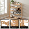 Artiss 5 Tier Bamboo Shoe Rack Pine Storage Organiser for Entryway Closet