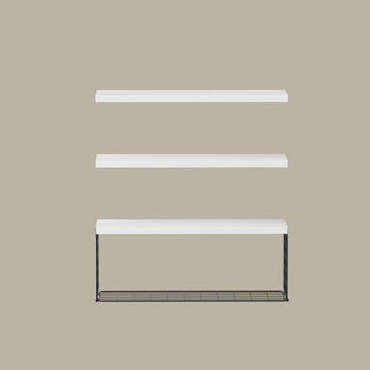 Artiss Set of 3 Floating Wall Shelves, White, Paulownia Wood, Space-Saving