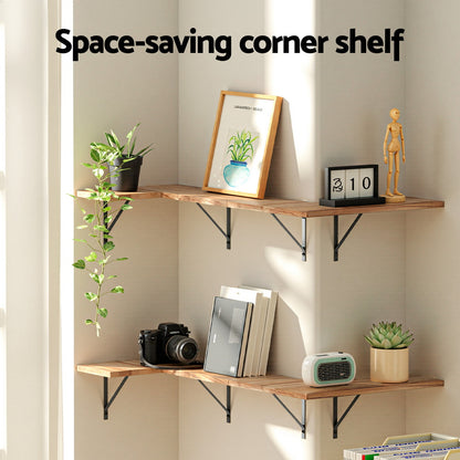 Artiss Set of 4 Floating Wall Shelves, Paulownia Wood, Space-Saving, Easy Assembly