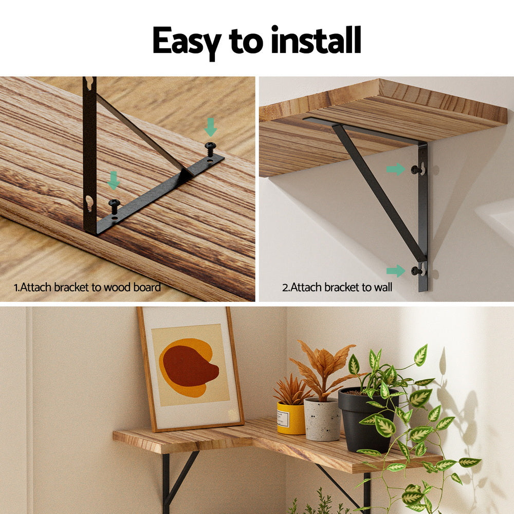Artiss Set of 4 Floating Wall Shelves, Paulownia Wood, Space-Saving, Easy Assembly - SuperSaverAU - view 4