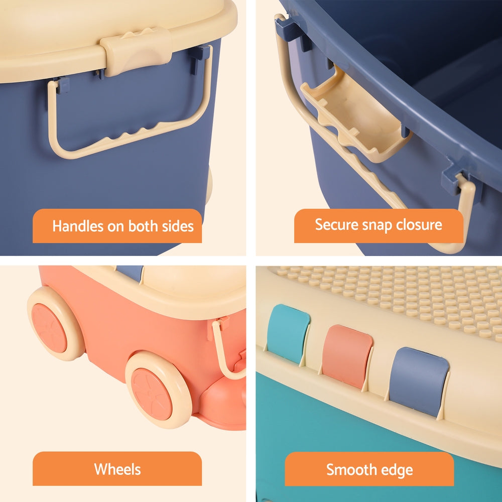 Keezi 3PCS Toy Storage Box Cute Car Toy Container Kids Toys Organiser Snack Boxes - SuperSaverAU - view 6