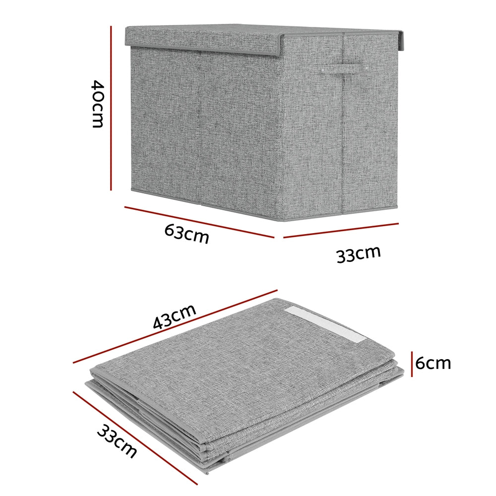 Keezi Large Toy Box Chest Storage with Flip-Top Lid Foldable Organizer Bins Grey - SuperSaverAU - view 2