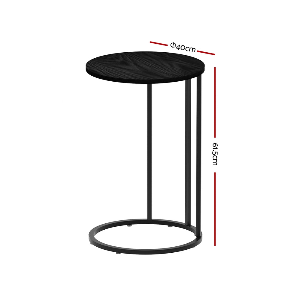 Artiss Coffee Table Side Table C-Shape Black 40cm x 40cm x 61.5cm, Durable, Space-Saving - SuperSaverAU - view 2