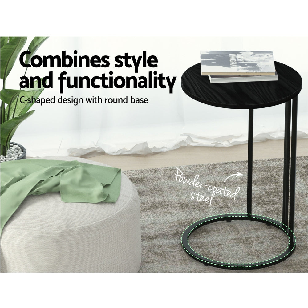 Artiss Coffee Table Side Table C-Shape Black 40cm x 40cm x 61.5cm, Durable, Space-Saving - SuperSaverAU - view 6