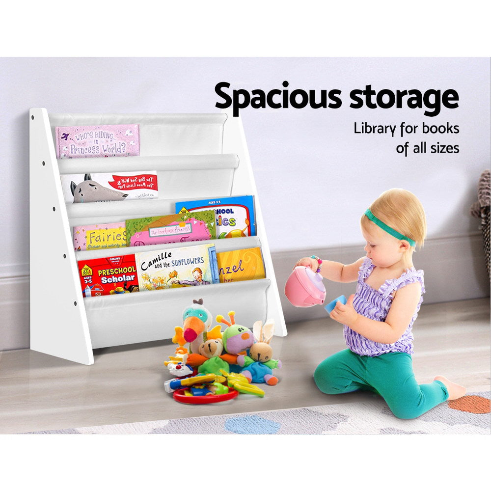 Keezi 4 Tiers Kids Bookshelf Magazine Shelf Children Bookcase Rack Organiser - SuperSaverAU - view 5