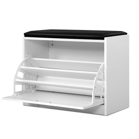 Artiss Shoe Storage Bench White - 15 Pairs Capacity with Adjustable Shelves