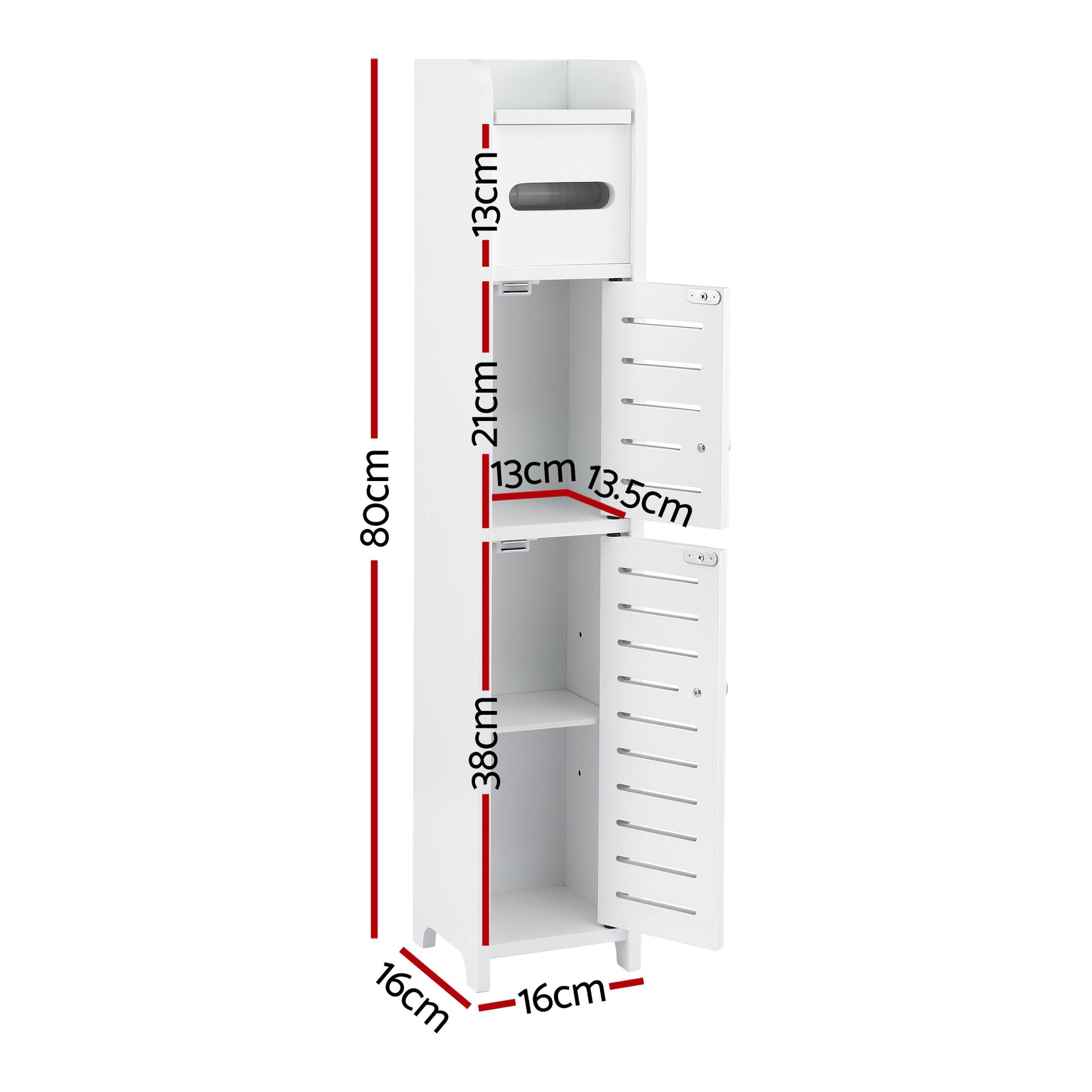 Artiss Bathroom Storage Cabinet 3-Tier Slim Toilet Paper Holder Organizer White - SuperSaverAU - view 3