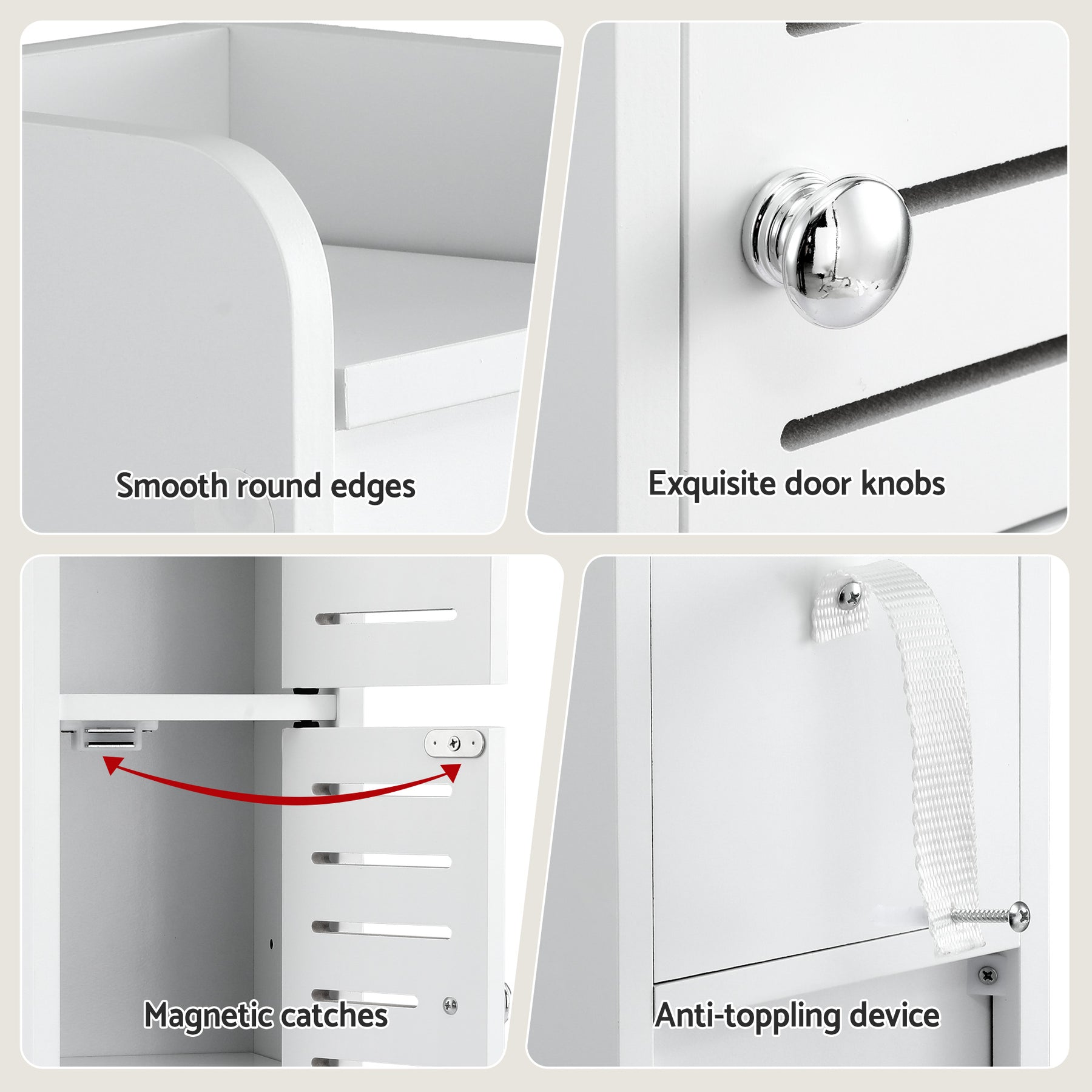 Artiss Bathroom Storage Cabinet 3-Tier Slim Toilet Paper Holder Organizer White - SuperSaverAU - view 8