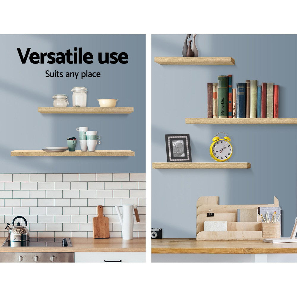 Artiss Floating Wall Shelf Set of 3 Oak - SuperSaverAU - view 5