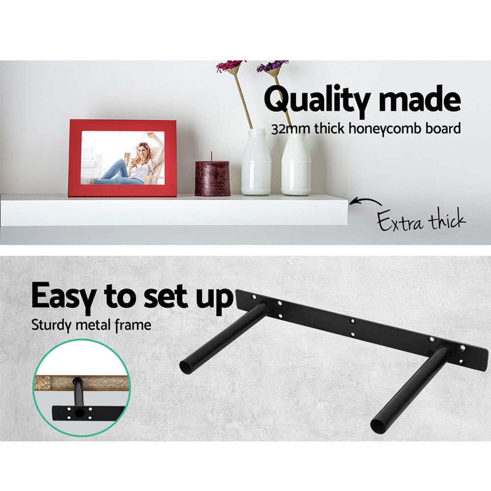 Artiss Floating Wall Shelf Set of 3 with 3.2cm Thick Honeycomb Board - White