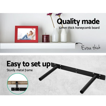 Artiss Floating Wall Shelf Set of 3 with 3.2cm Thick Honeycomb Board - White