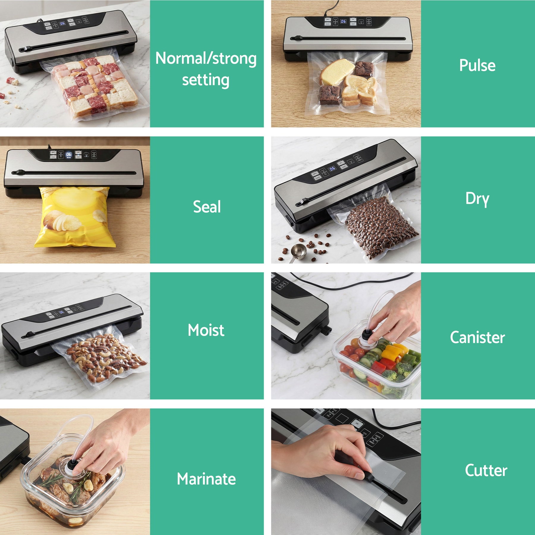 Devanti Food Vacuum Sealer Machine – Black 110W, 9 Modes with Slide Cutter