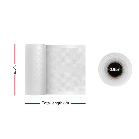 4 Rolls Food Vacuum Sealer Bags 15CMx6M, Tear-Resistant, Safe, Customizable - SuperSaverAU - view 2