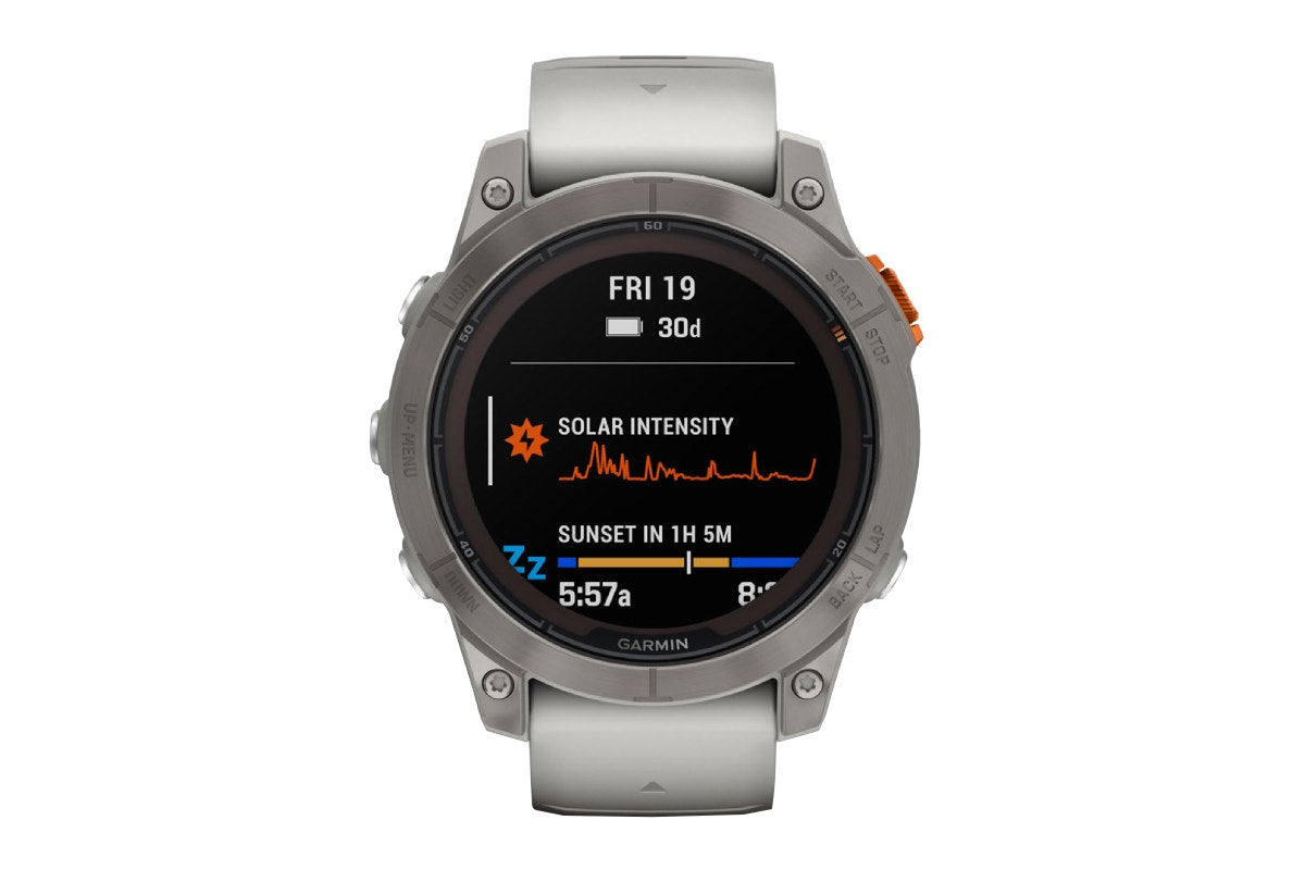 Garmin Fenix 7 Pro Sapphire Solar Smart Sports Watch - Titanium with Fog Grey and Ember Orange Band, 47mm - SuperSaverAU - view 3