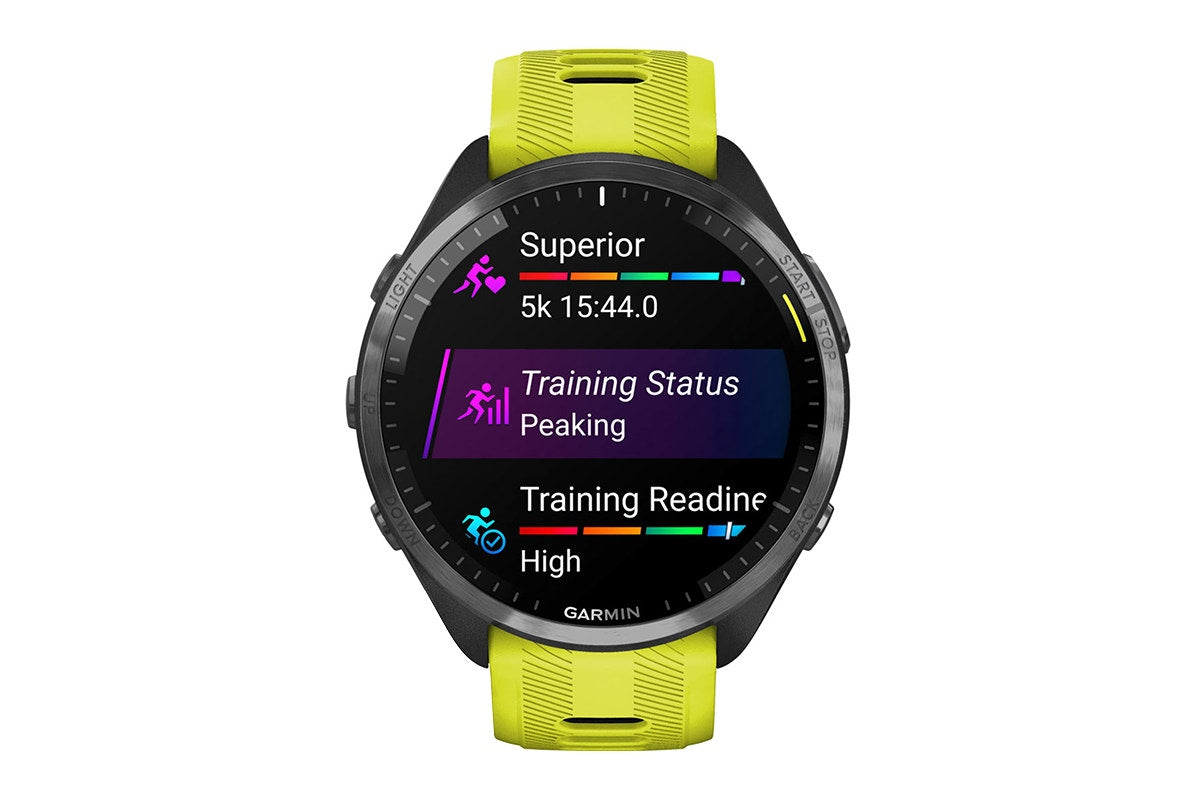 Garmin Forerunner 965 Smart Sports Watch (Carbon Grey DLC Titanium with Amp Yellow/Black Band, 47mm)