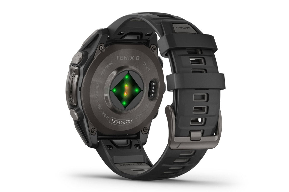 Garmin Fenix 8 AMOLED Sapphire Smart Sports Watch (Carbon Grey DLC Titanium with Black and Pebble Grey Band, 47mm)