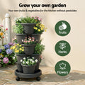 Green Fingers 5 Tier Vertical Garden Planter – Black with Wheels