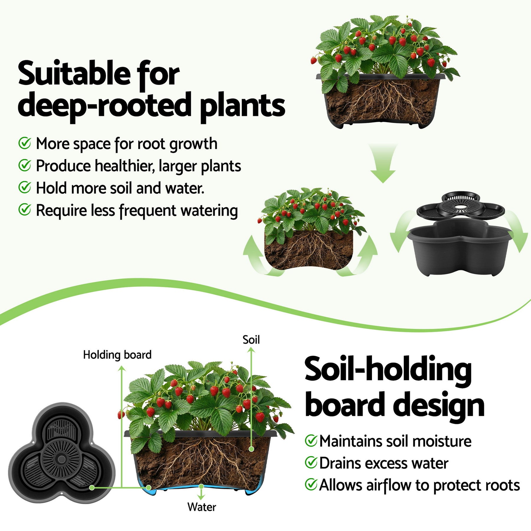 Green Fingers 5 Tier Vertical Garden Planter – Black with Wheels