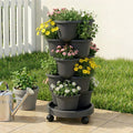 Green Fingers 5 Tier Vertical Garden Planter – Black with Wheels