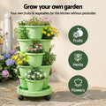 Green Fingers 5 Tier Vertical Garden Planter – Light Green with Wheels