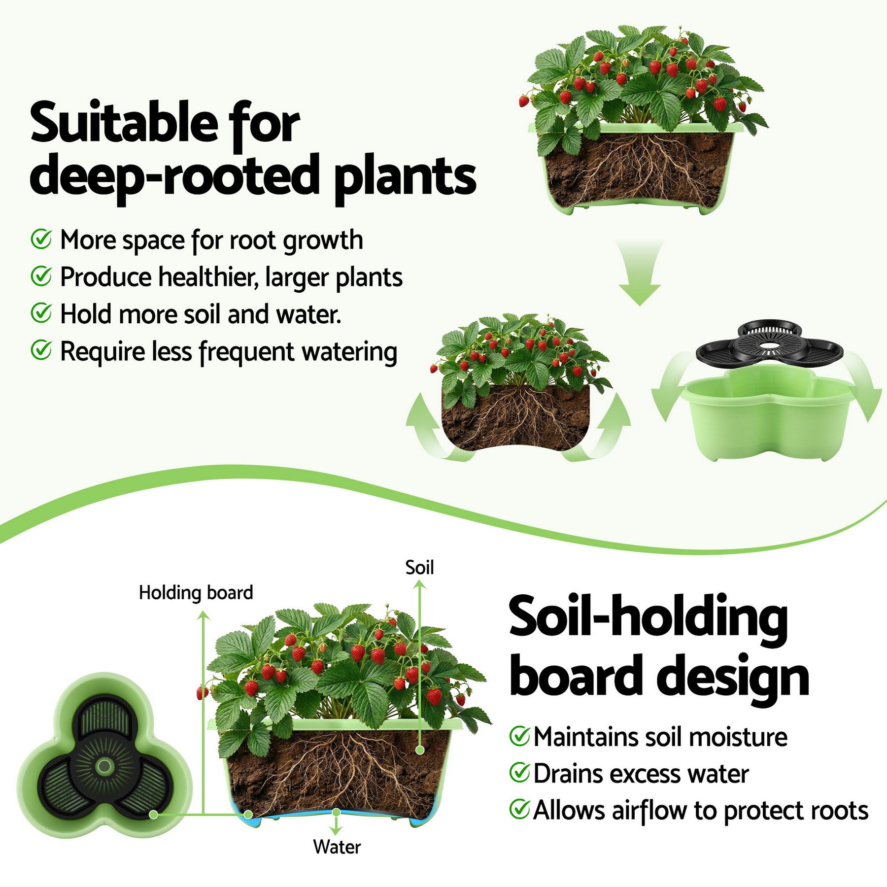 Green Fingers 5 Tier Vertical Garden Planter – Light Green with Wheels