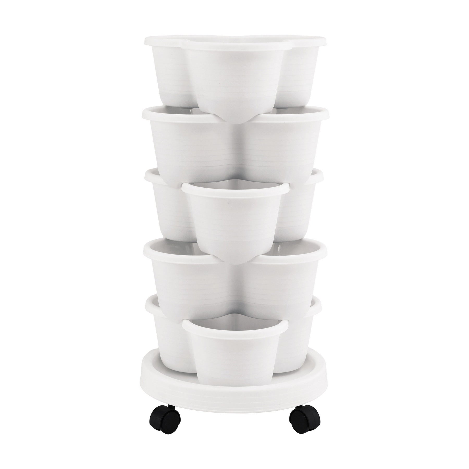 Green Fingers 5 Tier Vertical Garden Planter – White with Wheels