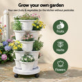 Green Fingers 5 Tier Vertical Garden Planter – White with Wheels