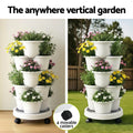 Green Fingers 5 Tier Vertical Garden Planter – White with Wheels