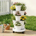 Green Fingers 5 Tier Vertical Garden Planter – White with Wheels