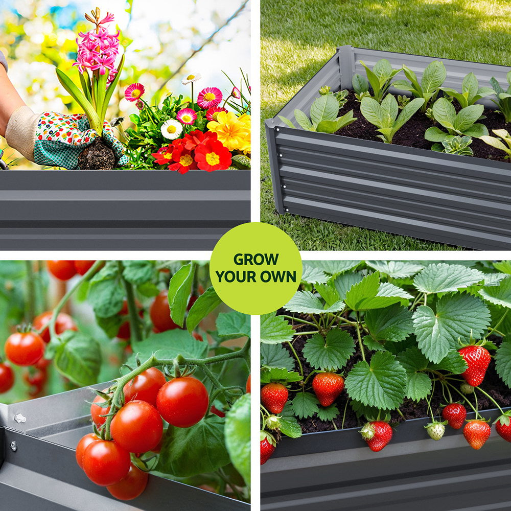 Greenfingers Galvanized Raised Garden Bed 80x60x30cm - Rustproof, Durable, Safe Edges - SuperSaverAU - view 6