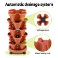 Green Fingers 5-Pot Strawberry Planter, 35cm x 35cm x 75cm, Brick Red, Stackable - SuperSaverAU - view 4