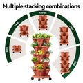 Green Fingers 5-Pot Strawberry Planter, 35cm x 35cm x 75cm, Brick Red, Stackable - SuperSaverAU - view 5