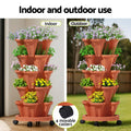 Green Fingers 5-Pot Strawberry Planter, 35cm x 35cm x 75cm, Brick Red, Stackable - SuperSaverAU - view 6