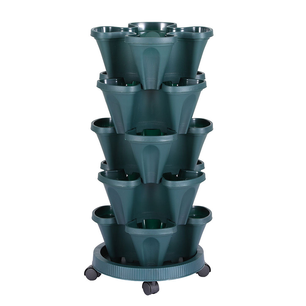 Greenfingers 5-Pot Strawberry Planter 35cm x 35cm x 75cm with Drainage System - SuperSaverAU - view 2