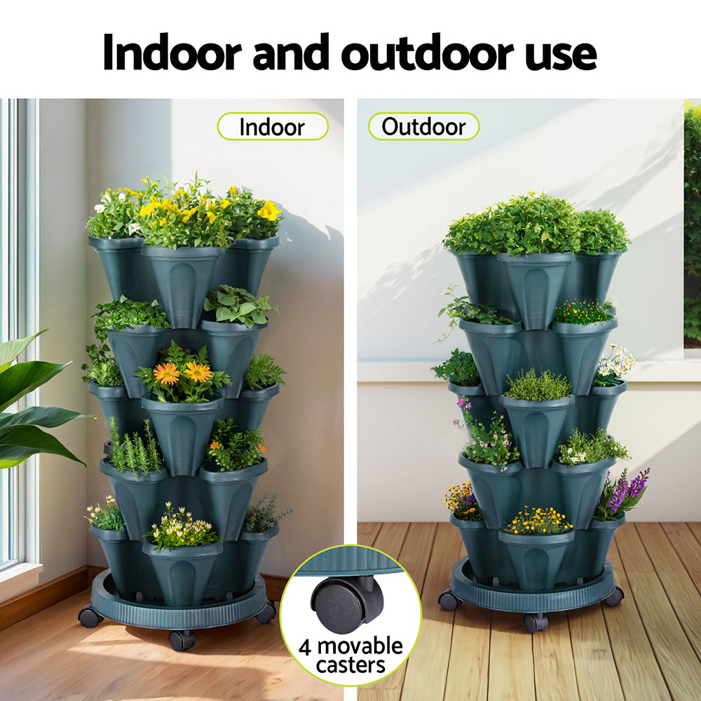 Greenfingers 5-Pot Strawberry Planter 35cm x 35cm x 75cm with Drainage System - SuperSaverAU - view 5