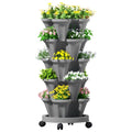 Green Fingers 5-Pot Vertical Strawberry Planter – Grey with Casters