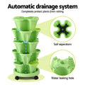 Green Fingers 5-Tier Stackable Vertical Garden Bed – Light Green with Casters