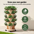 Green Fingers 5-Tier Stackable Vertical Garden Bed – Beige with Casters